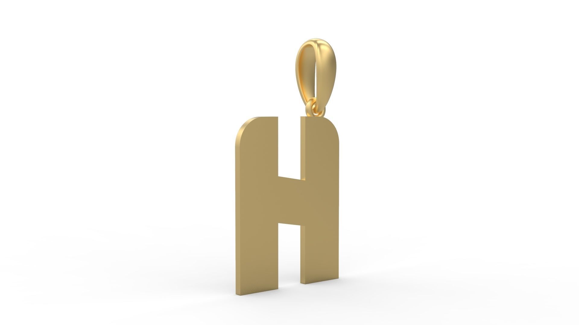 Initial Letters Pendant Boldhead H 3D print model_3