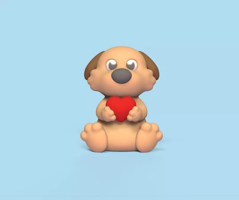 Dog Holding a Heart 3D print model