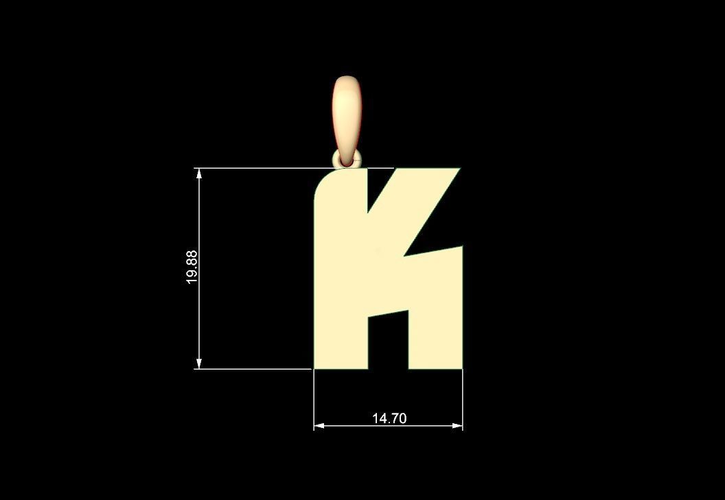 Initial Letters Pendant Boldhead K 3D print model_4