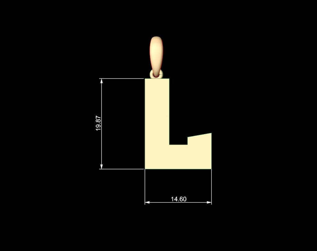 Initial Letters Pendant Boldhead L 3D print model_4