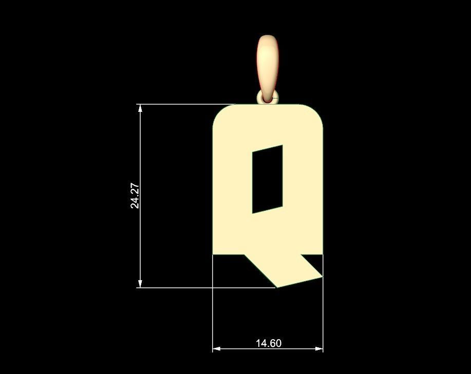 Initial Letters Pendant Boldhead Q 3D print model_4