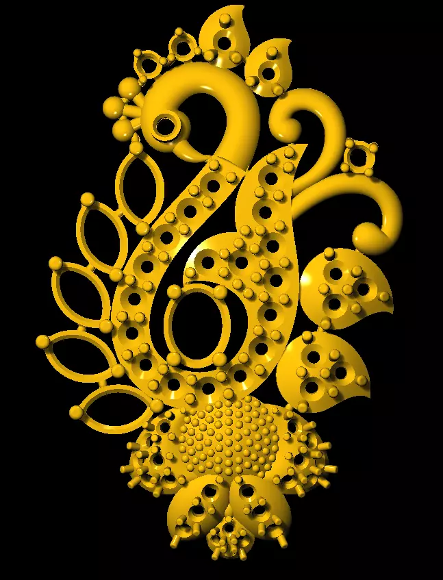 Sidepiece golden peacock 3D print model_0