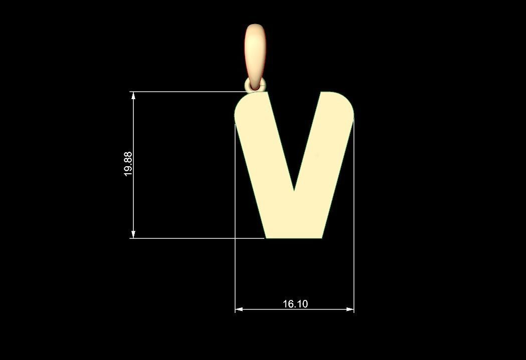 Initial Letters Pendant Boldhead V 3D print model_4