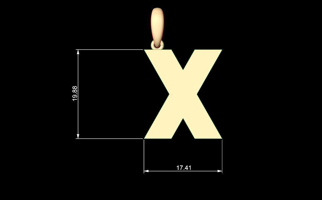 Initial Letters Pendant Boldhead X 3D print model_4