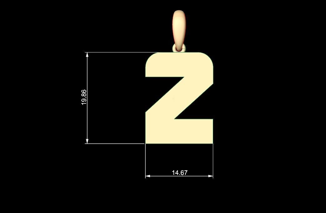 Initial Letters Pendant Boldhead Z 3D print model_4