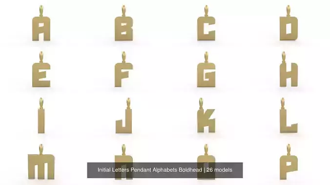 Initial Letters Pendant Alphabets Boldhead 3D Model Collection