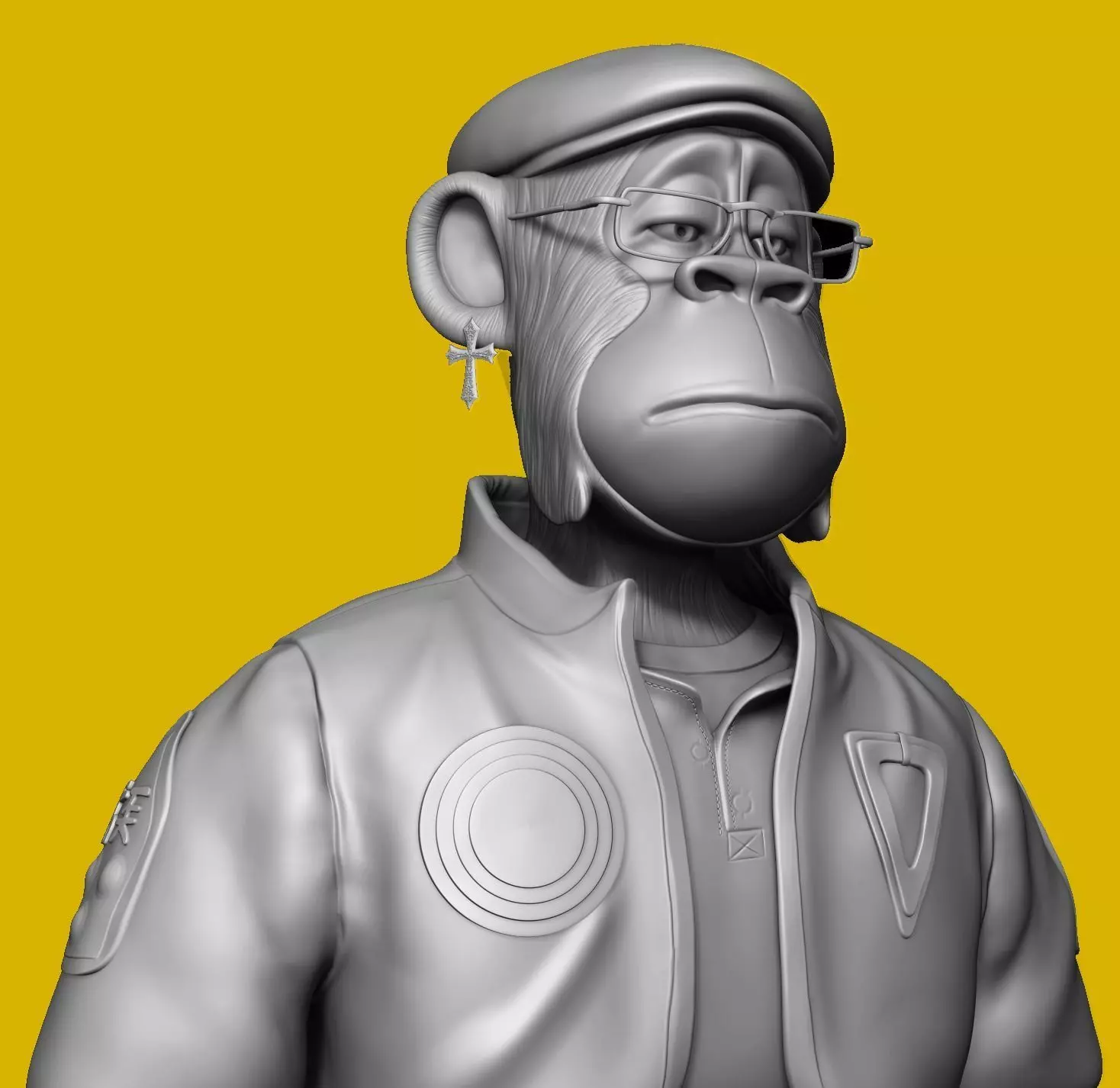 Hapebeast bust of monkey wearing glasses 3D print model