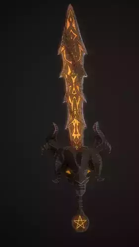 Stylized Sword Wearpon with deamon head PBR low-poly game ready