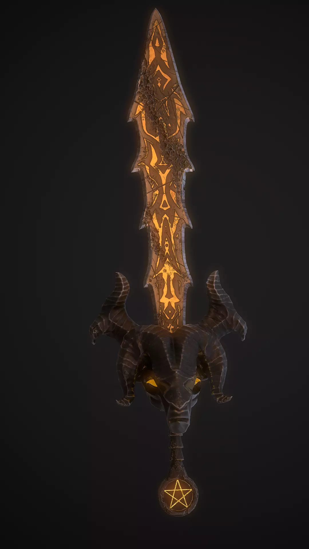 Stylized Sword Wearpon with deamon head PBR low-poly game ready Low-poly 3D model_0