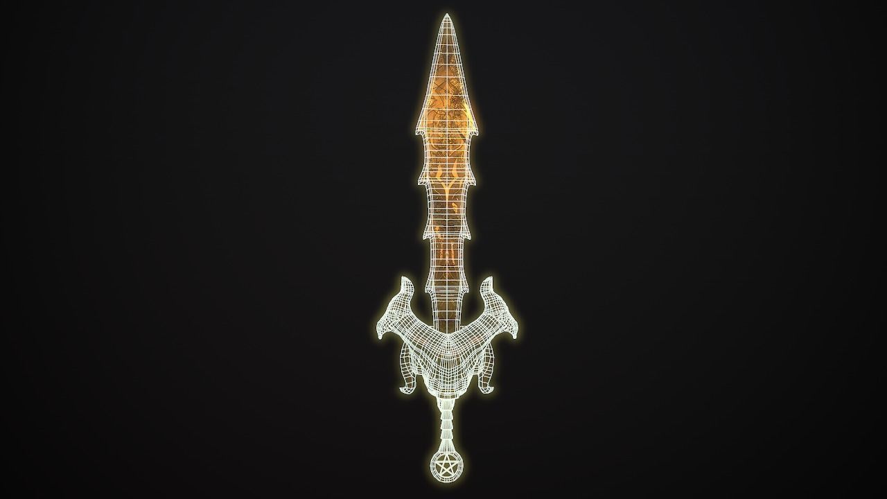 Stylized Sword Wearpon with deamon head PBR low-poly game ready Low-poly 3D model_4