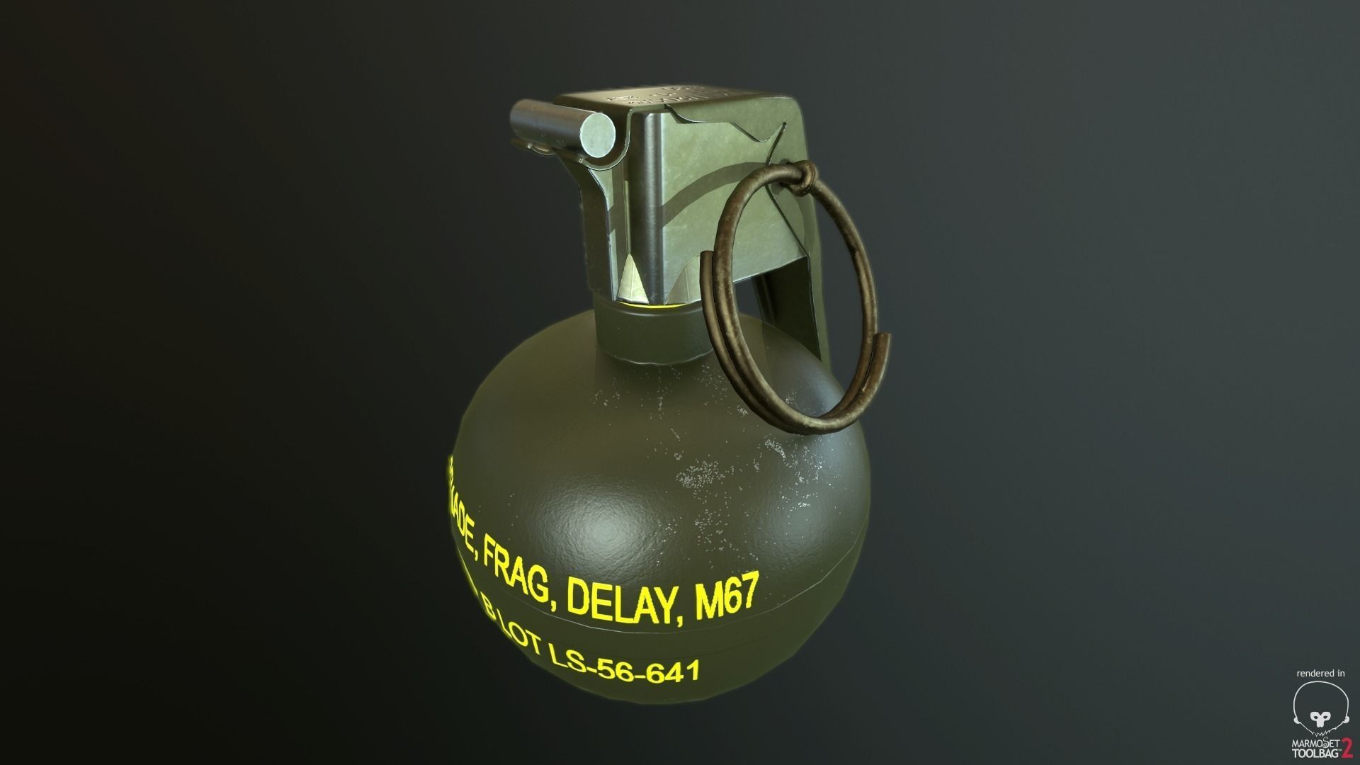 M-67 Hand Grenade Low-poly 3D model_3