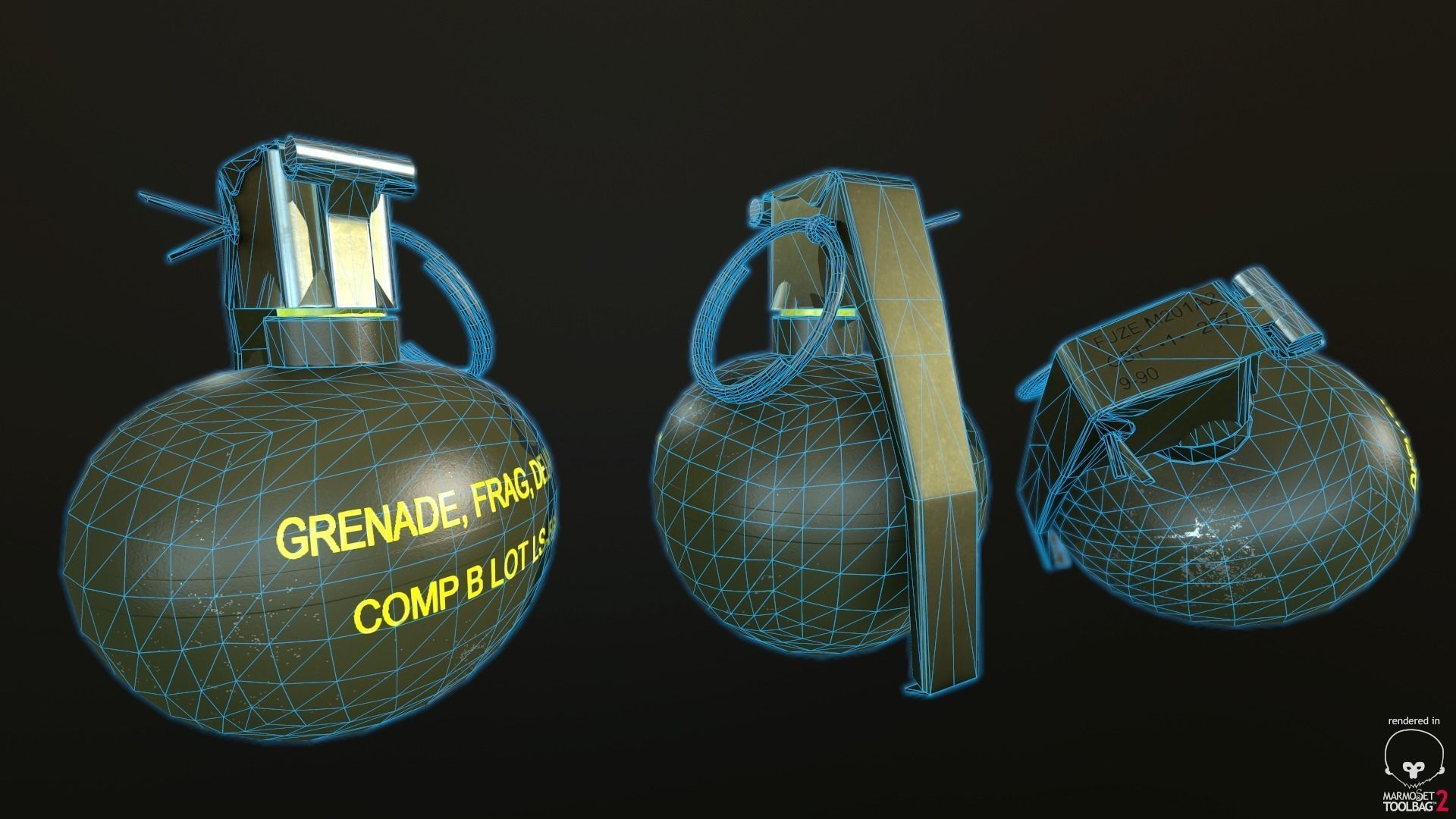 M-67 Hand Grenade Low-poly 3D model_5