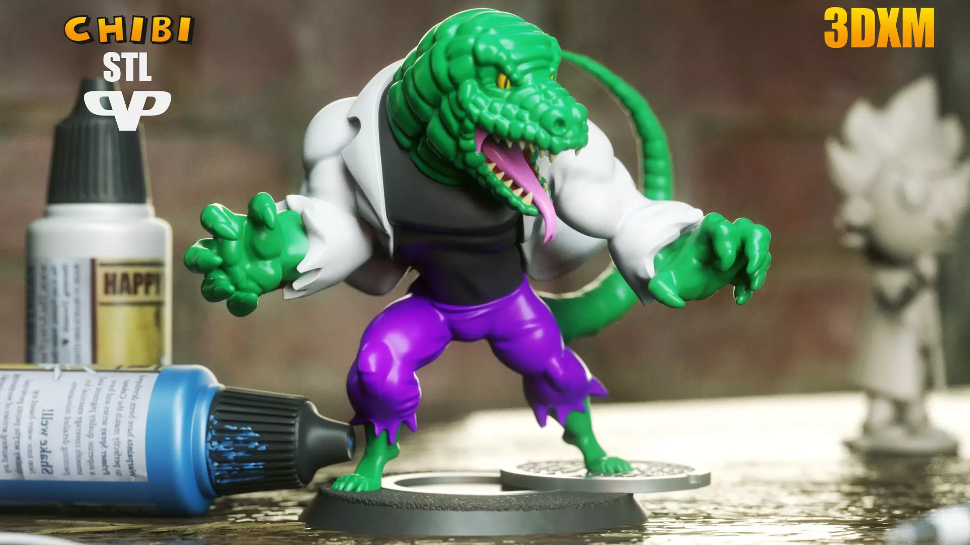 Marvel United Lizard Chibi STL for 3D Printing ChibiSTL  3D print model_0