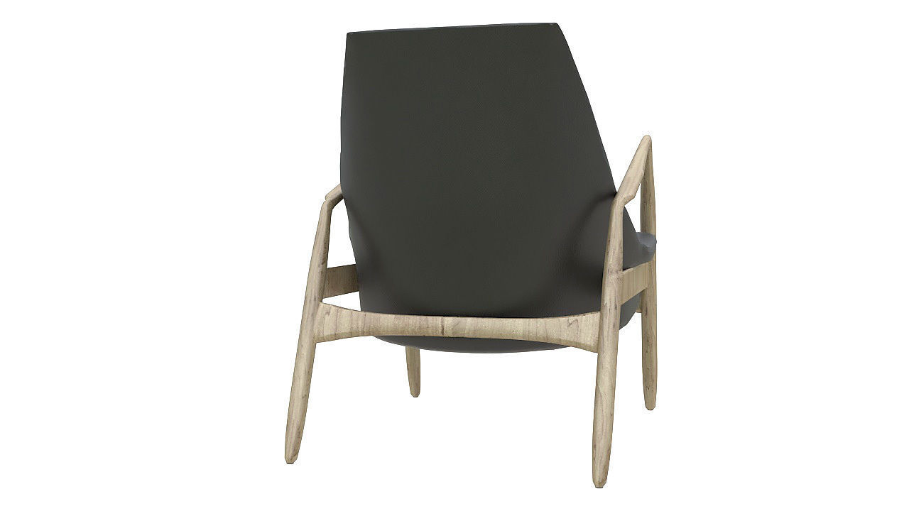 Black leather wooden armchair 3D model_5