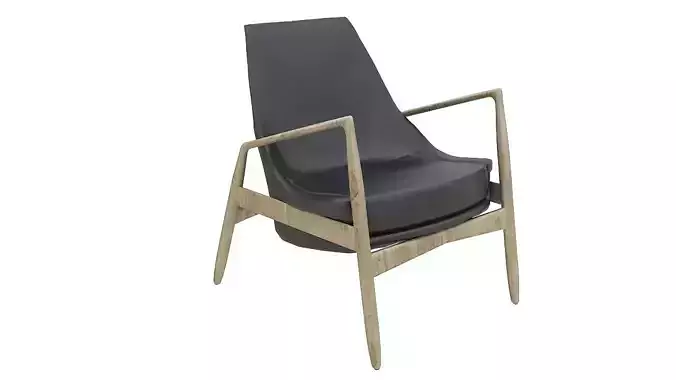 Black leather wooden armchair 3D model