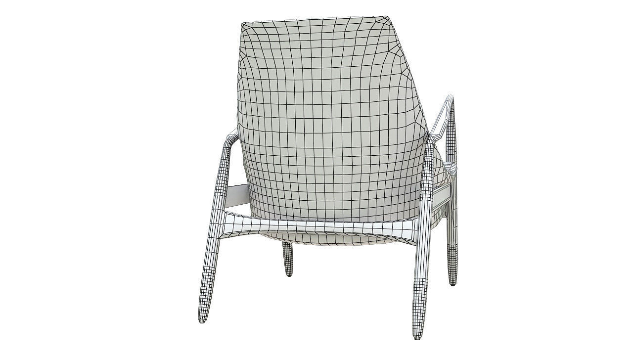 Black leather wooden armchair 3D model_6