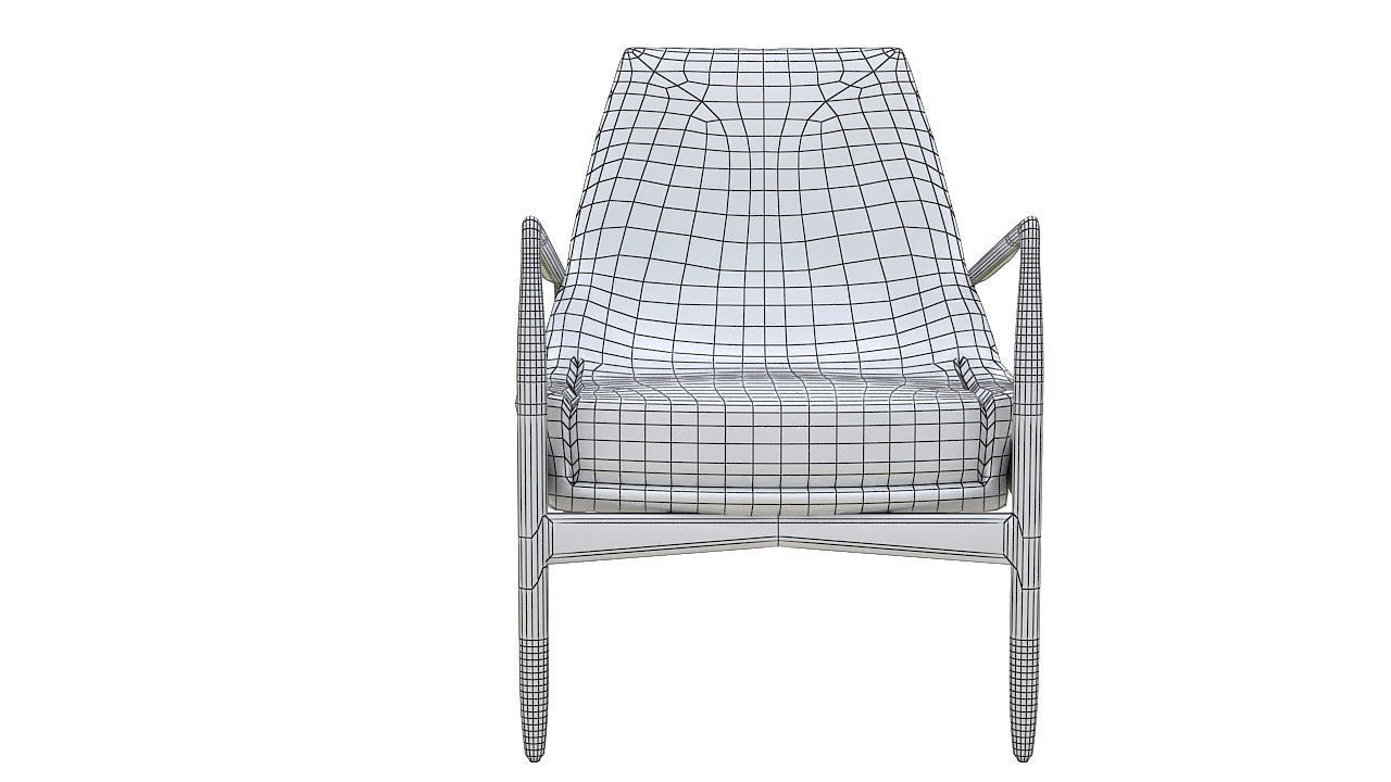 Black leather wooden armchair 3D model_8