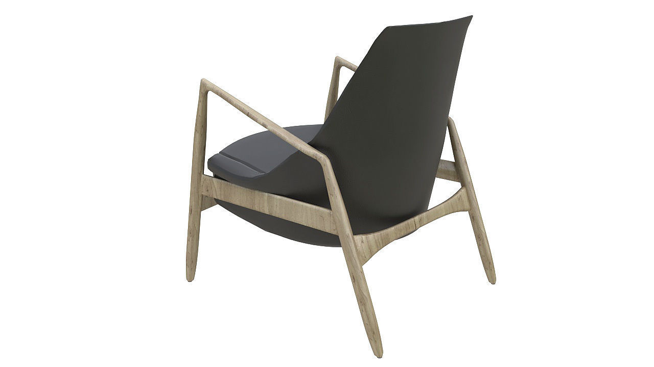 Black leather wooden armchair 3D model_4