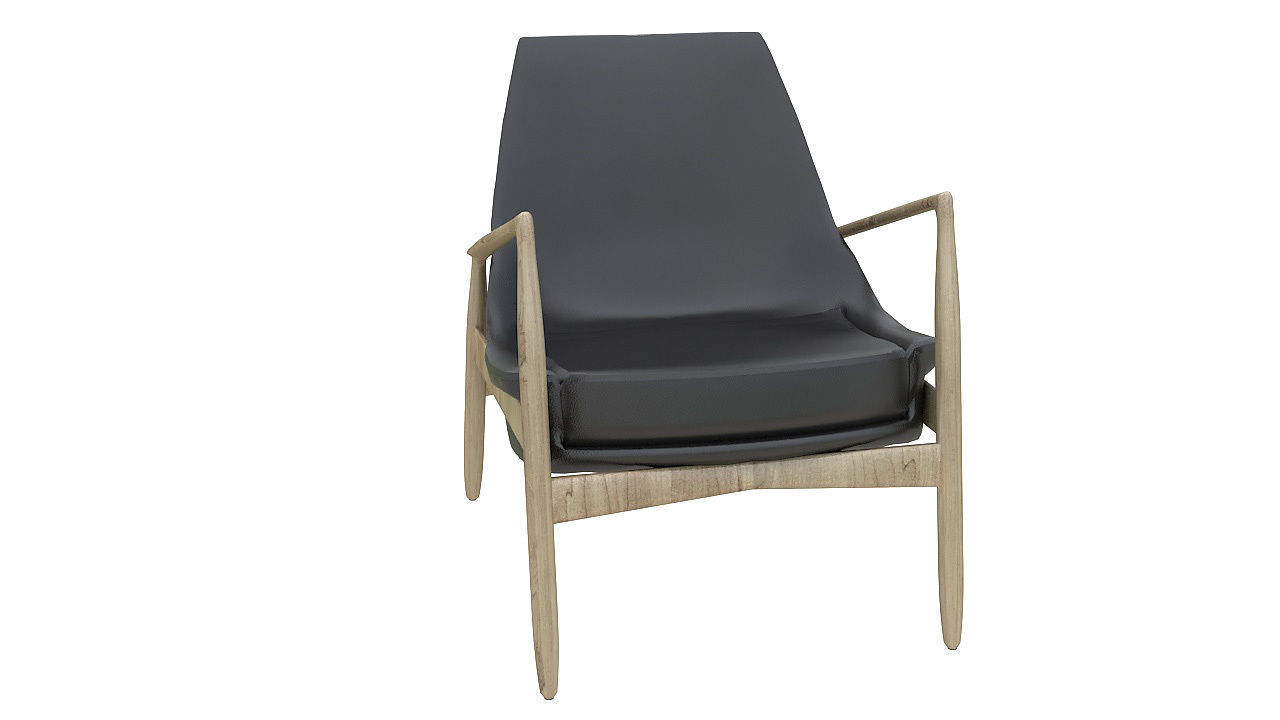 Black leather wooden armchair 3D model_1
