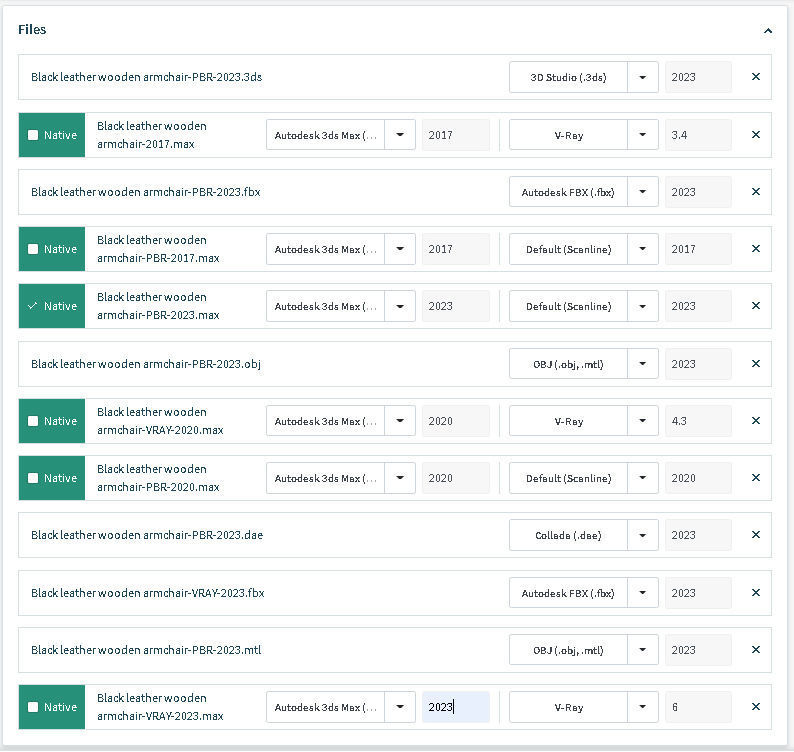 Black leather wooden armchair 3D model_17