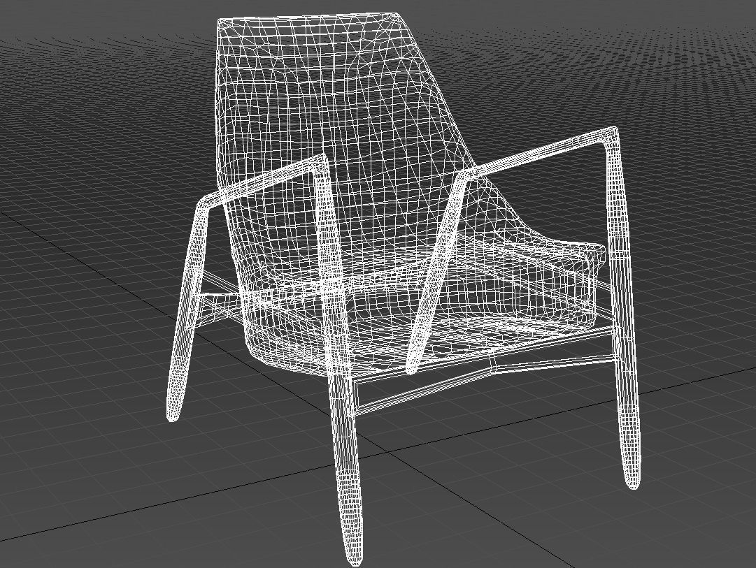 Black leather wooden armchair 3D model_11