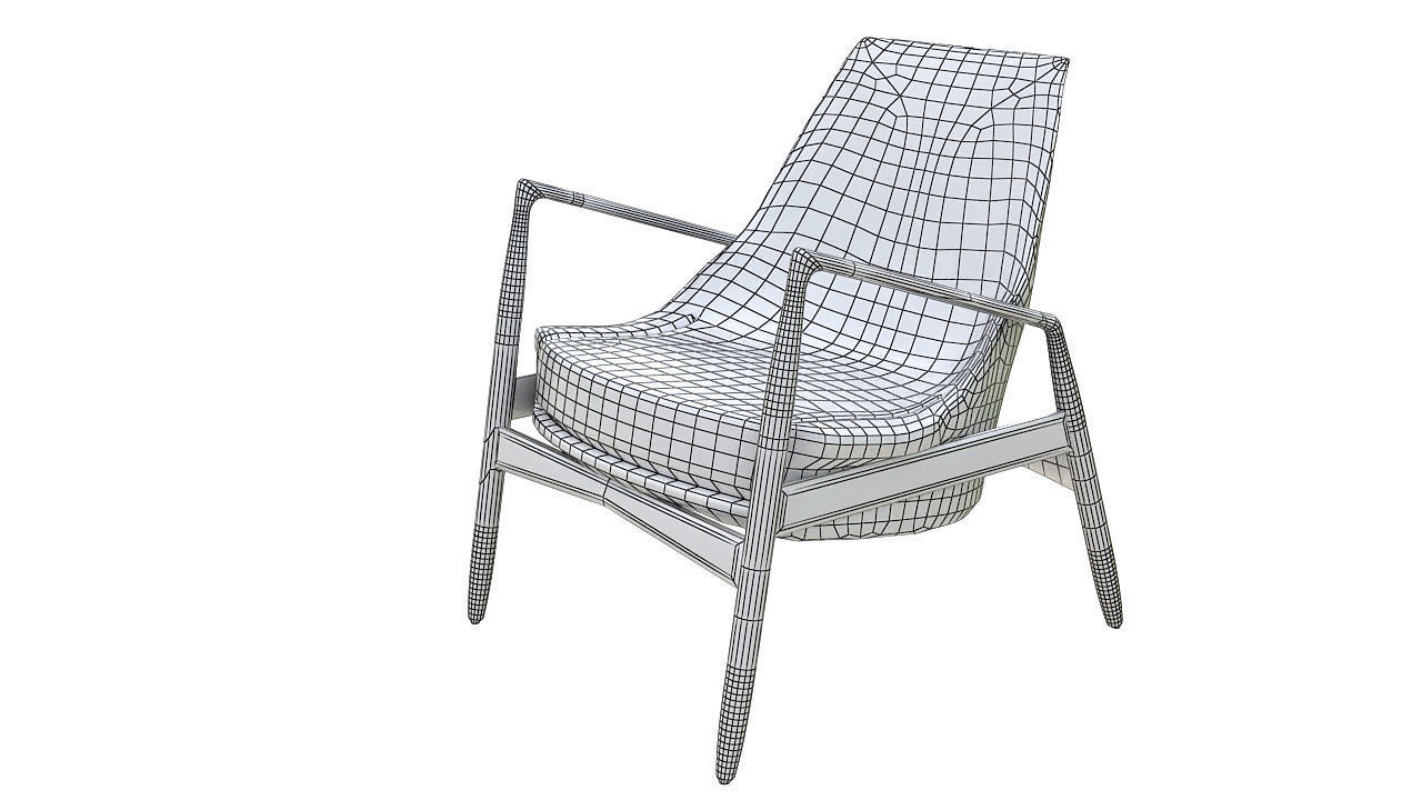 Black leather wooden armchair 3D model_7