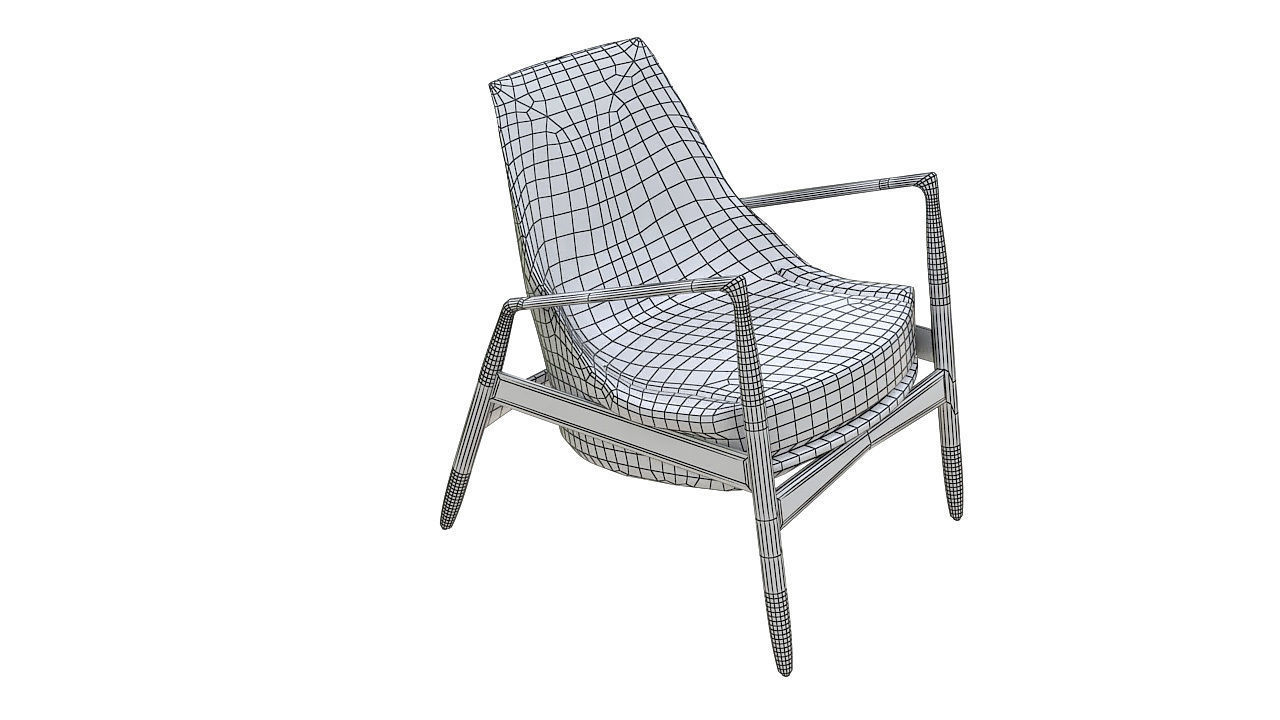 Black leather wooden armchair 3D model_10