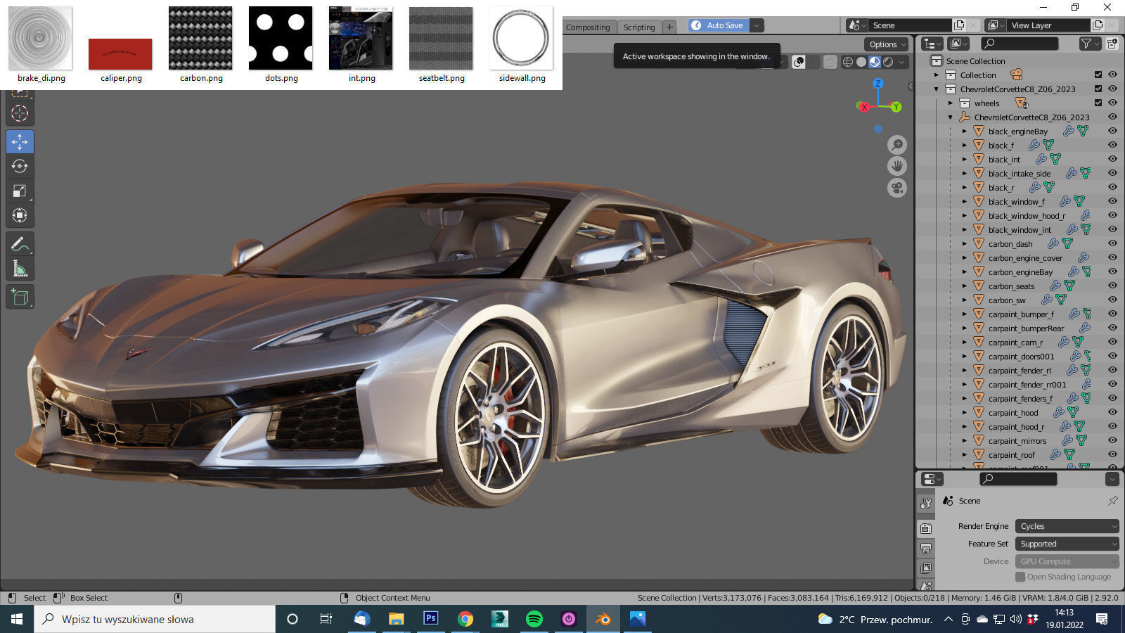 Corvette 2023 Z06 C8 and Z06 Z07 performance package 3D model_50