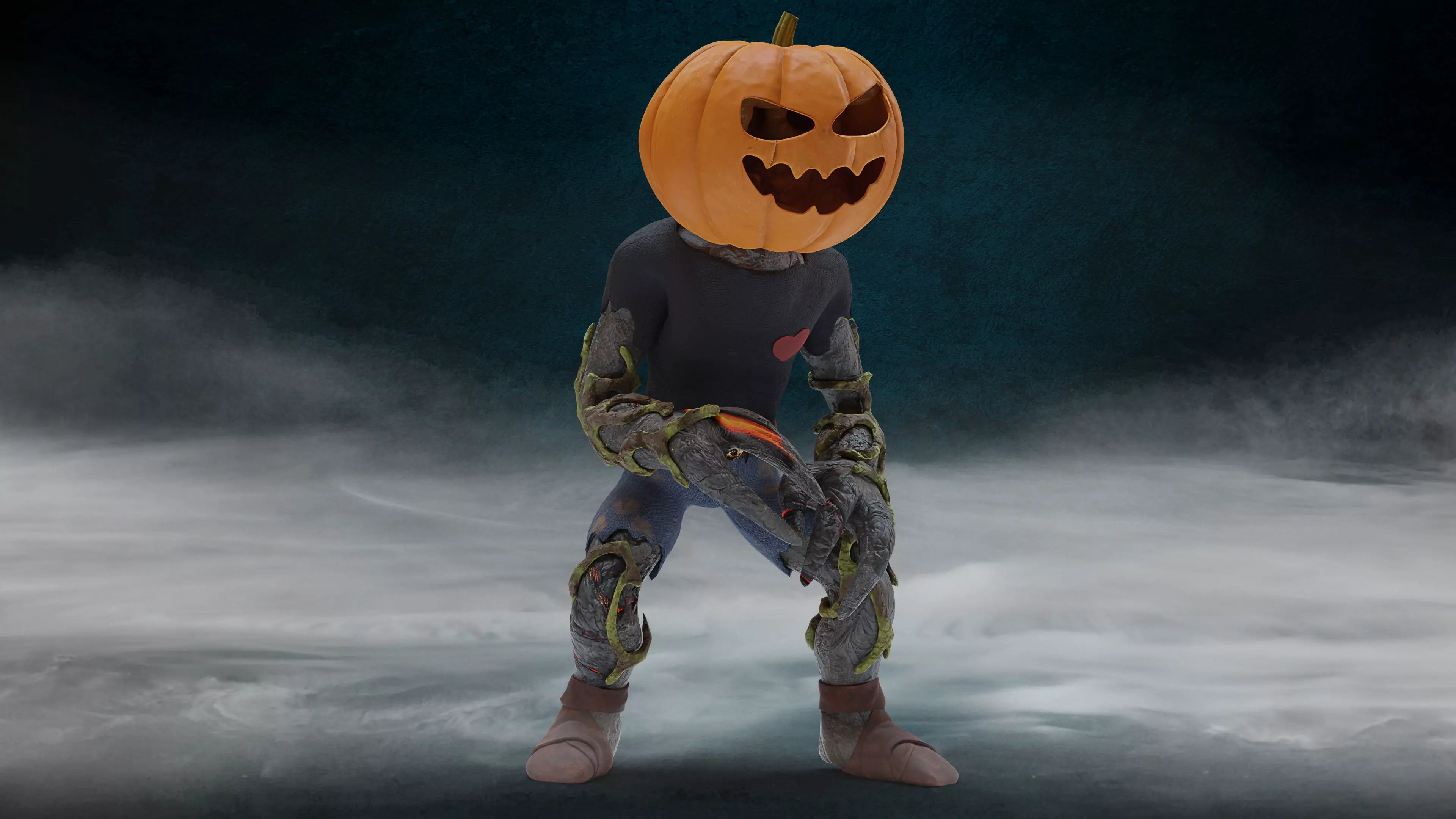 Pumpkin Head Low-poly 3D model