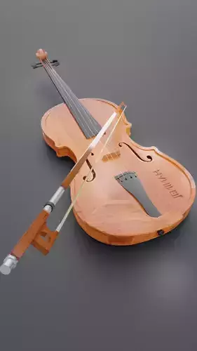 Low Poly realistic violin model