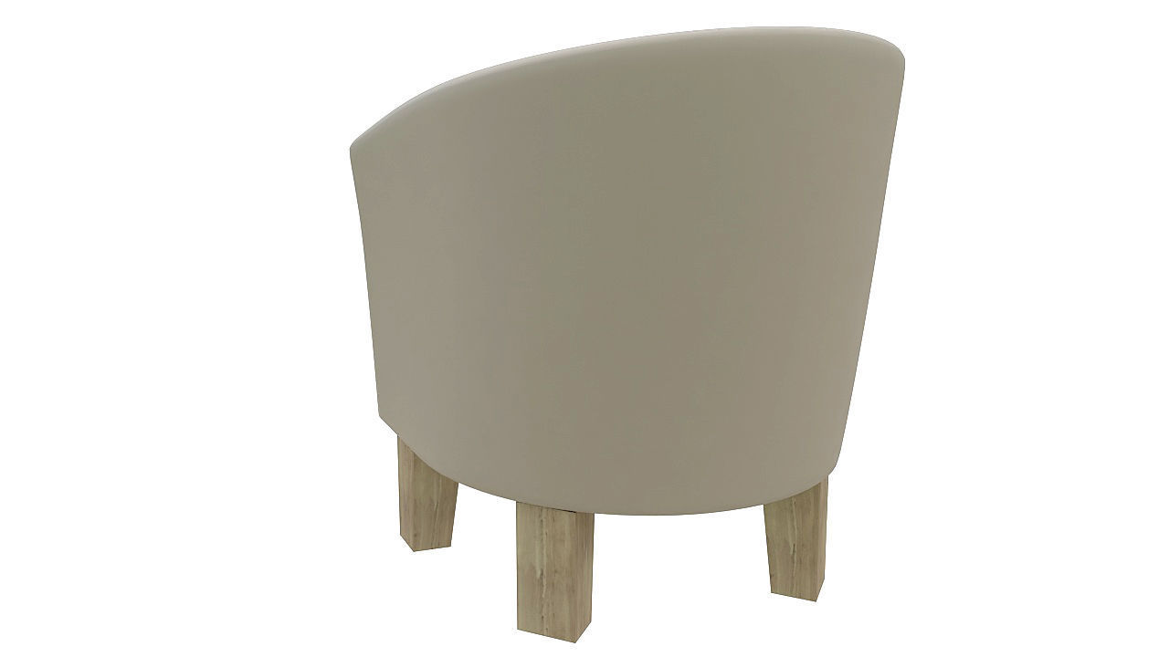 Rounded padded armchair wooden legs 3D model_4