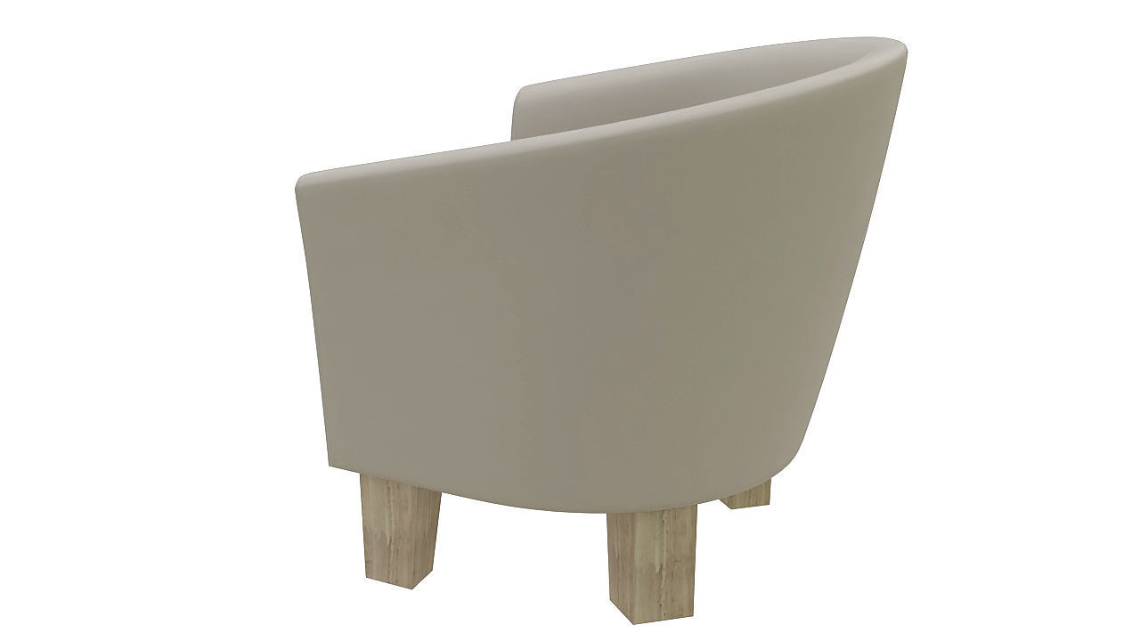 Rounded padded armchair wooden legs 3D model_5