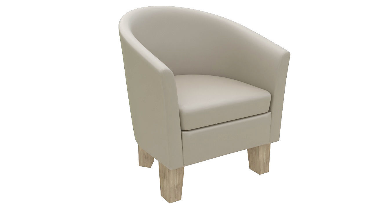 Rounded padded armchair wooden legs 3D model_1