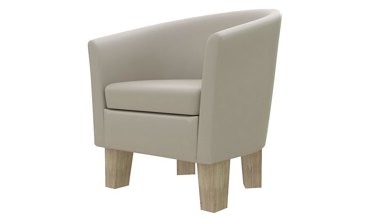 Rounded padded armchair wooden legs 3D model_3