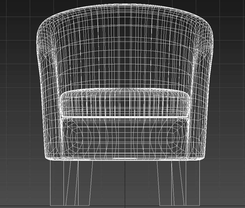 Rounded padded armchair wooden legs 3D model_14