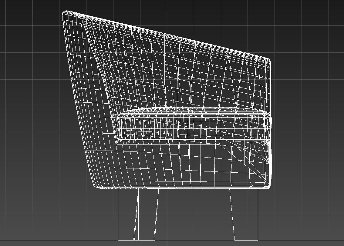 Rounded padded armchair wooden legs 3D model_16