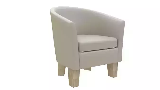 Rounded padded armchair wooden legs 3D model