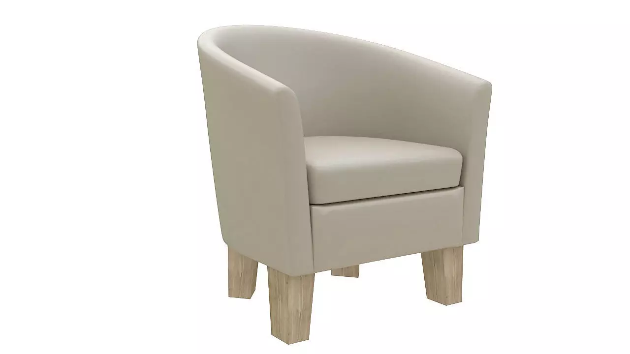 Rounded padded armchair wooden legs 3D model_0