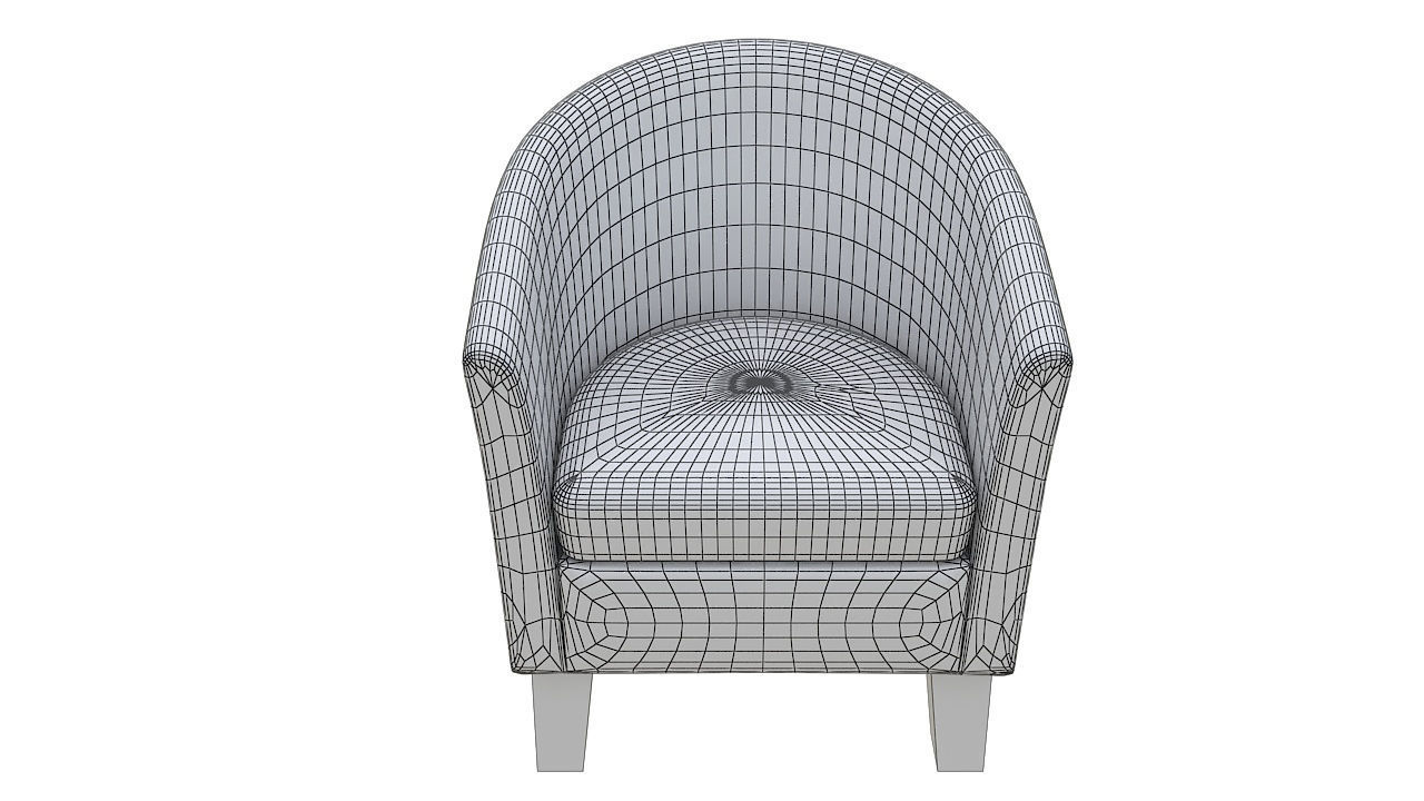 Rounded padded armchair wooden legs 3D model_10