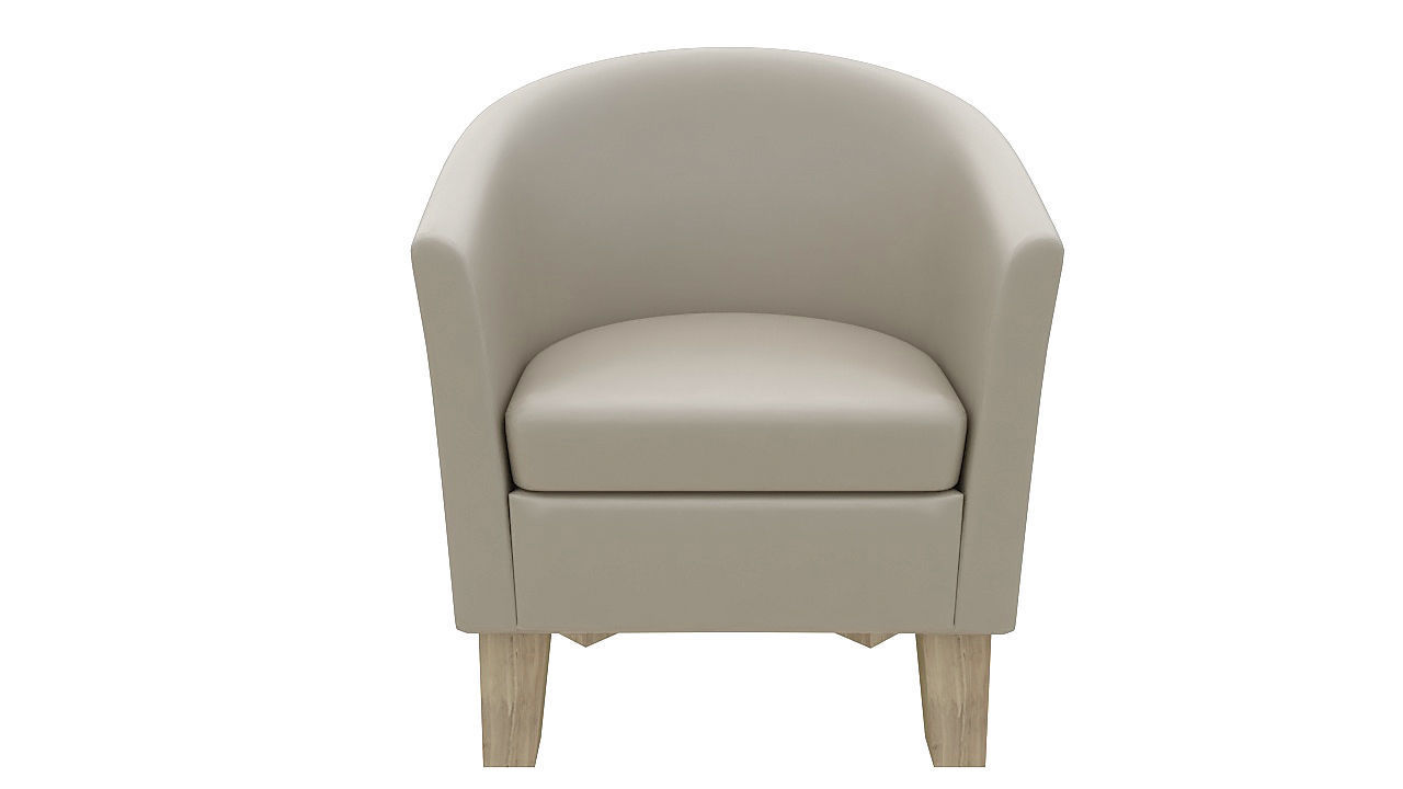 Rounded padded armchair wooden legs 3D model_2