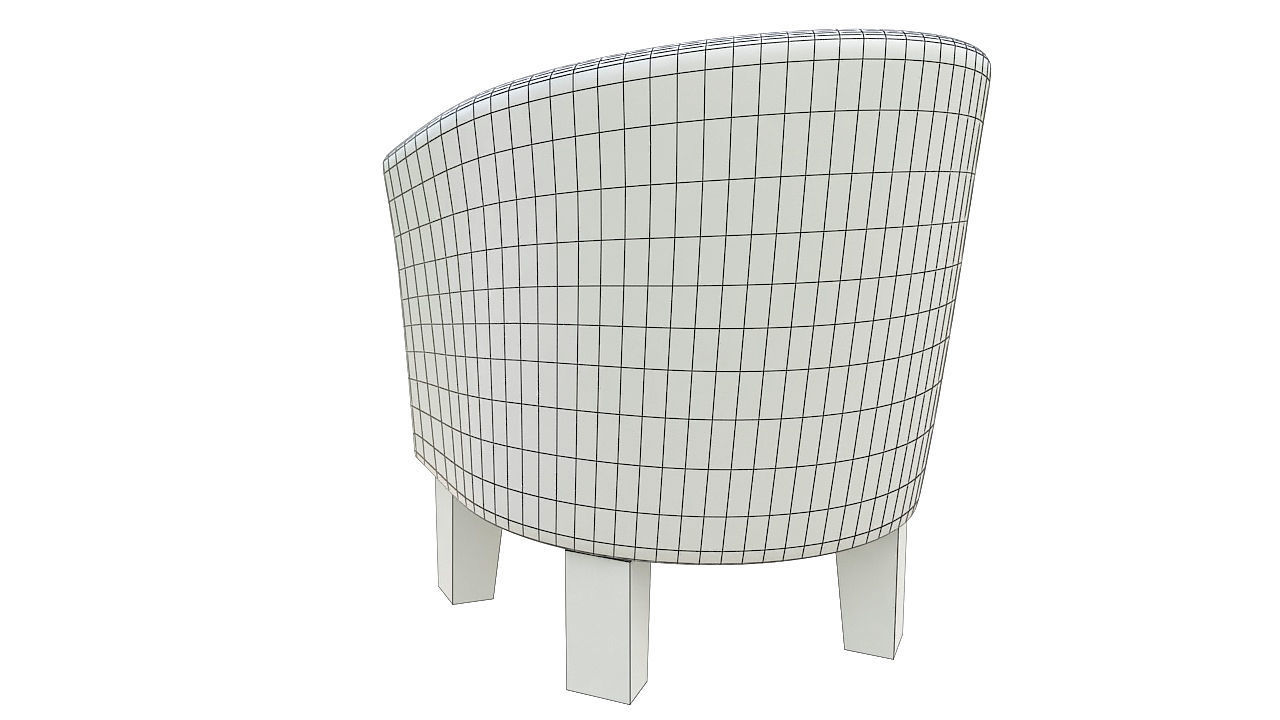 Rounded padded armchair wooden legs 3D model_6