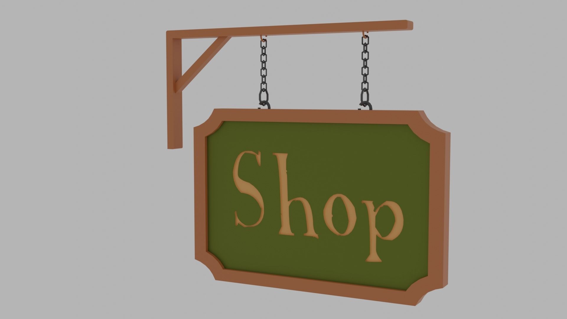 Shop - Lowpoly wooden house with roof Low-poly 3D model_9