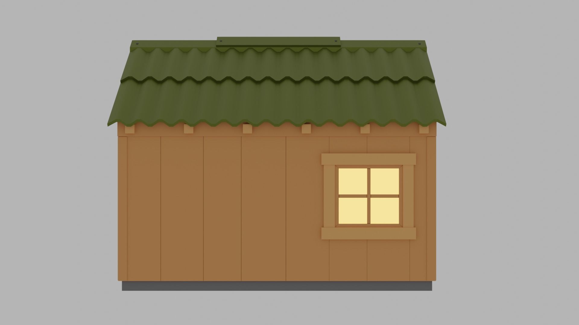 Shop - Lowpoly wooden house with roof Low-poly 3D model_6