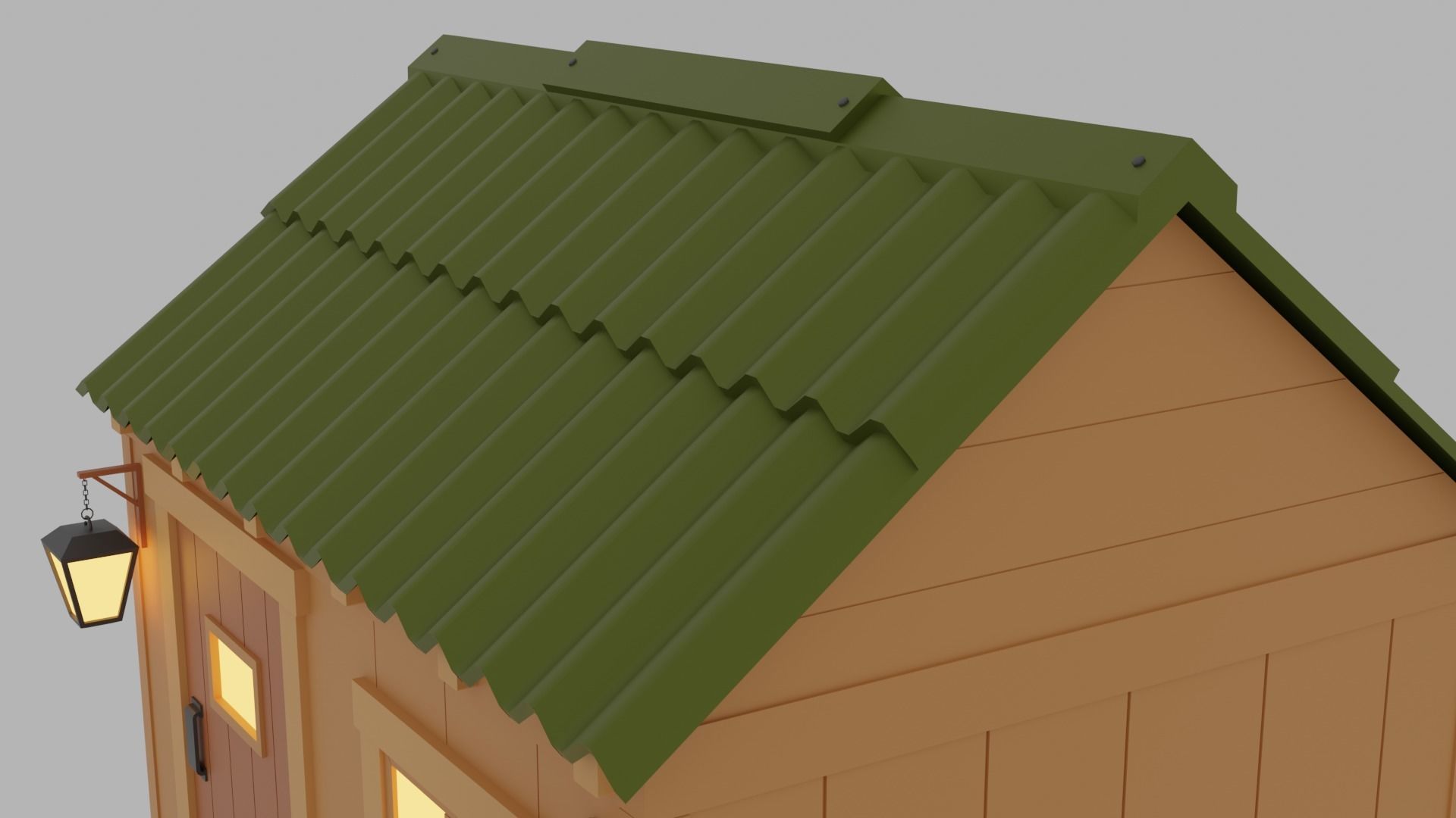 Shop - Lowpoly wooden house with roof Low-poly 3D model_10
