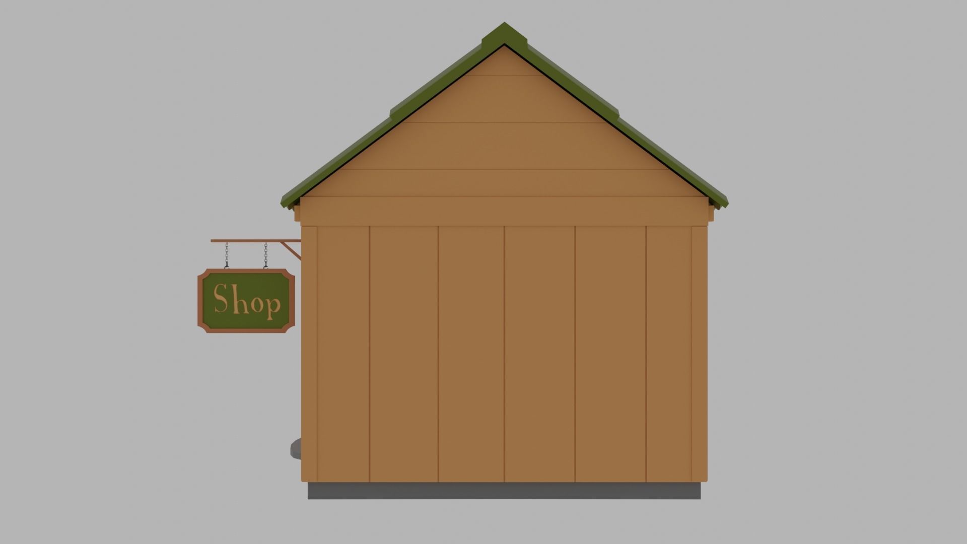 Shop - Lowpoly wooden house with roof Low-poly 3D model_5