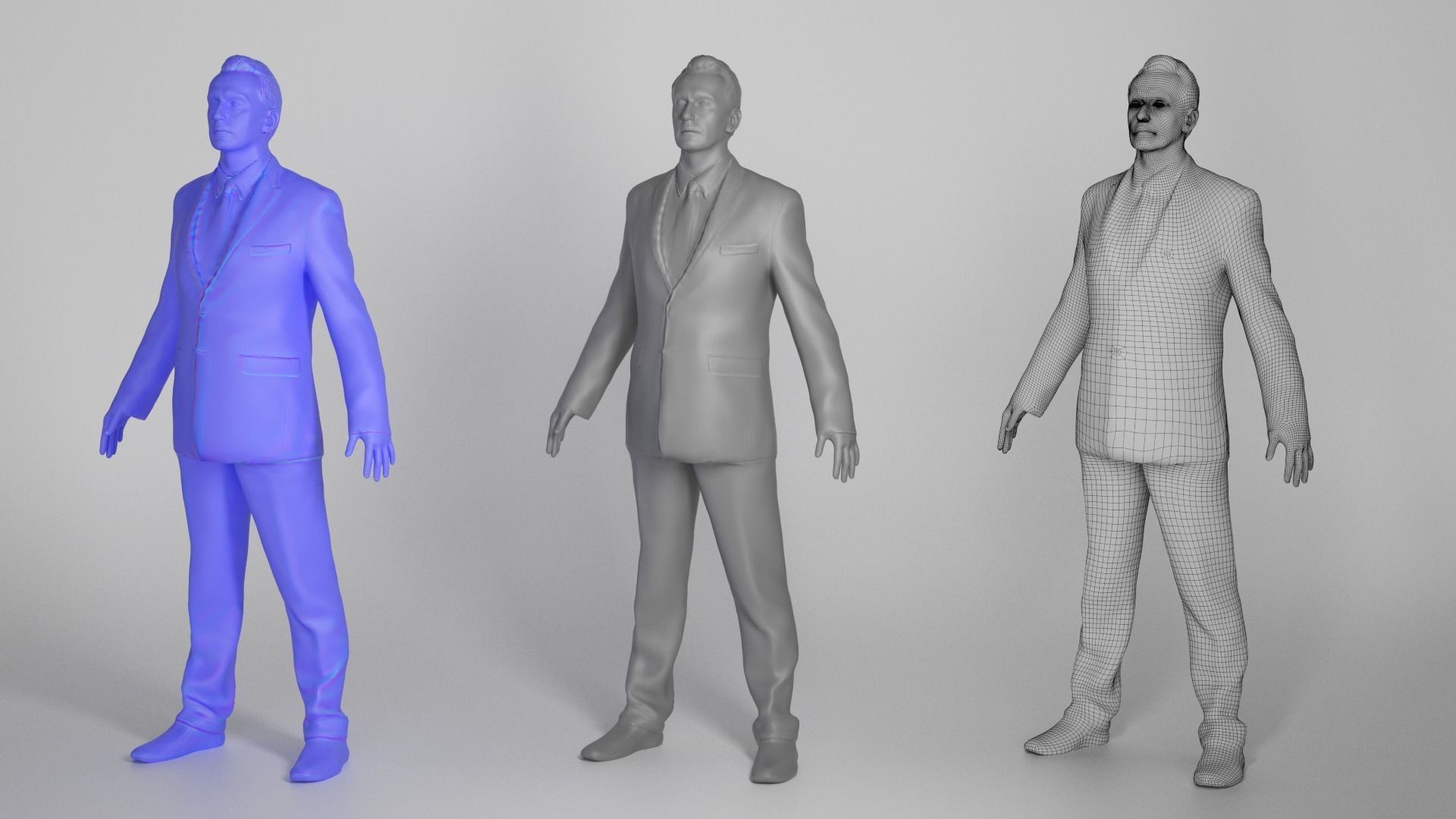 Man in suit ready for animation 354 Low-poly 3D model_3