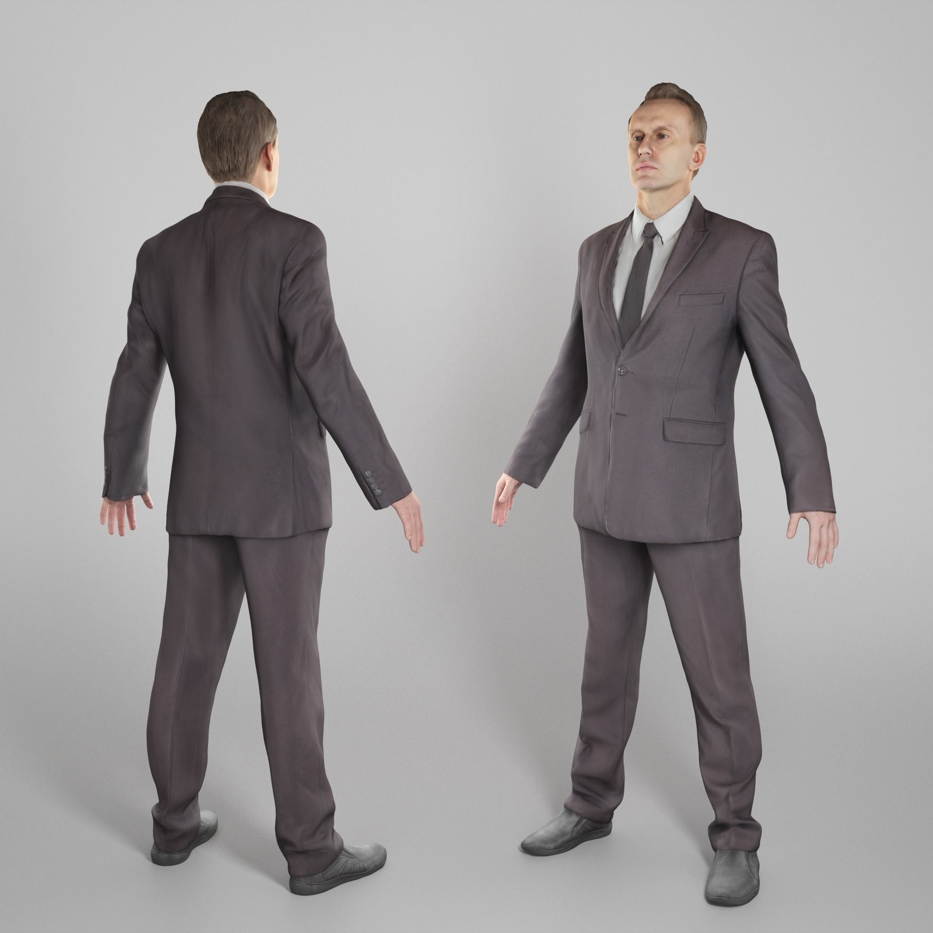 Man in suit ready for animation 354 Low-poly 3D model_1