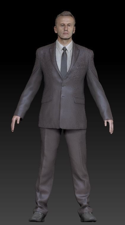 Man in suit ready for animation 354 Low-poly 3D model_5