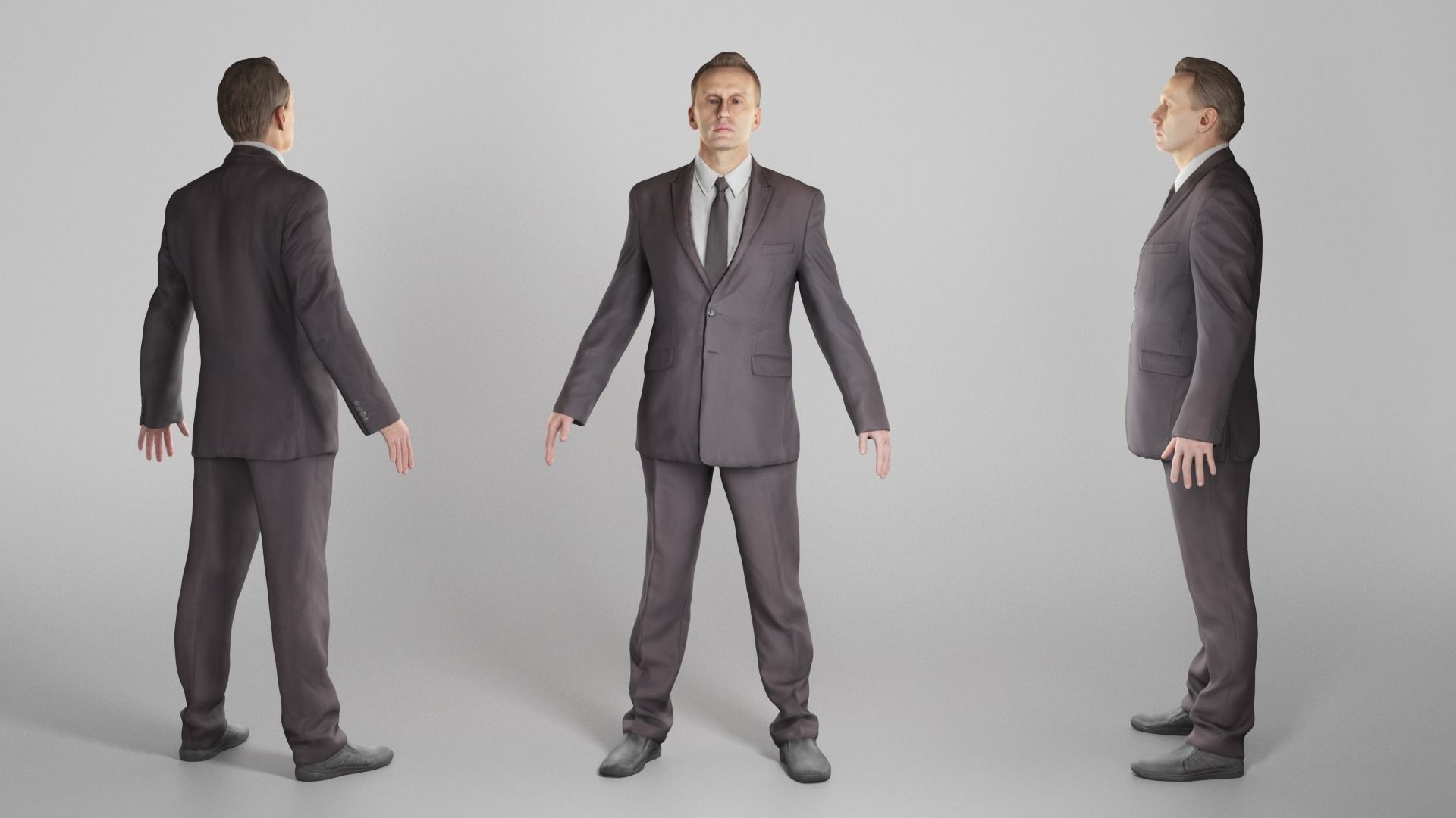 Man in suit ready for animation 354 Low-poly 3D model_2