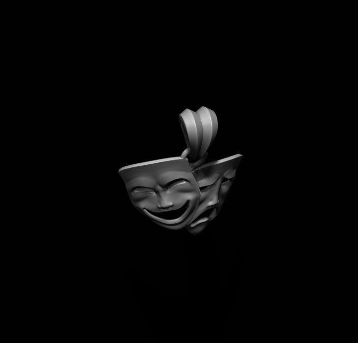 Comedy and Tragedy masks pendant 3D print model_6